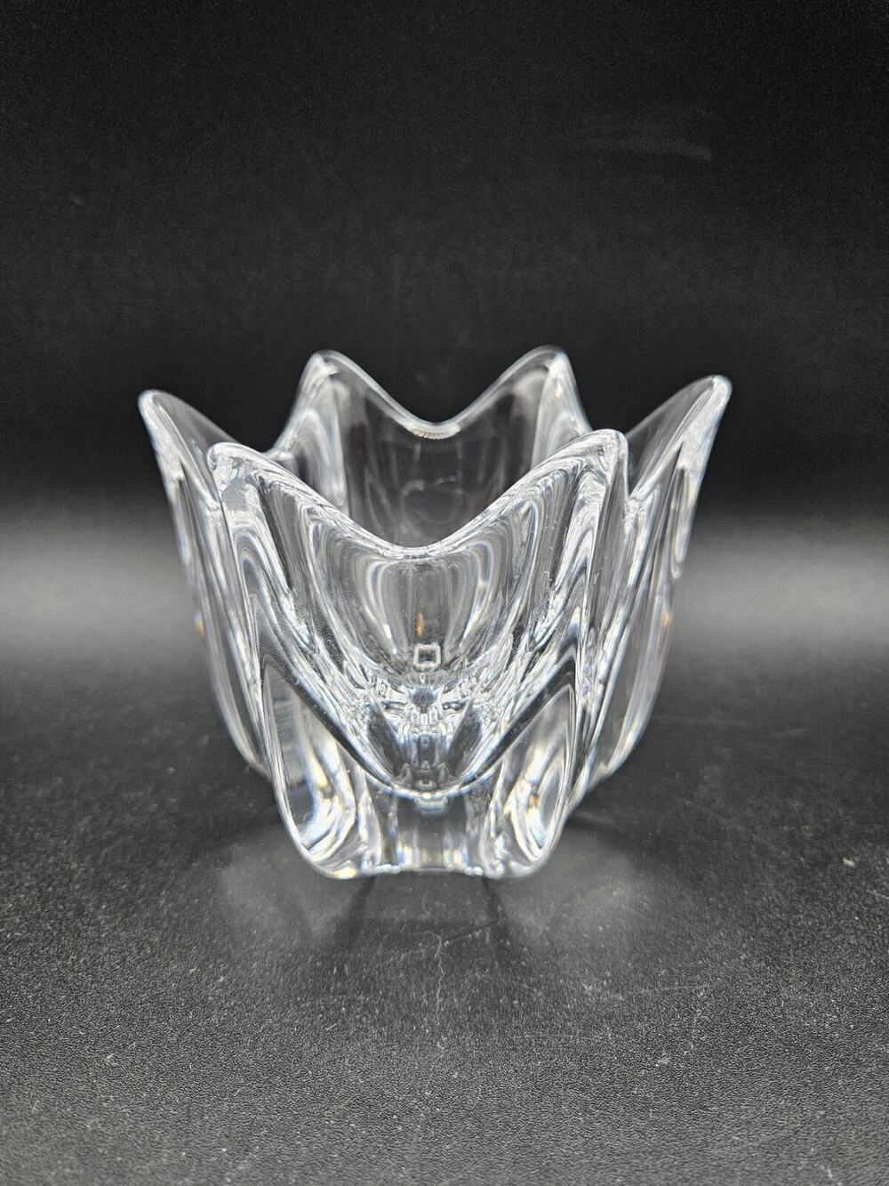 Orrefors Tulip Crystal Bowl Dish Candle Holder Jan Johansson Signed
